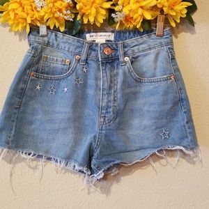 H&M Coachella Denim Cutoff Shorts Stars Sz 4